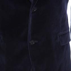 Pre Owned Etro Navy Blue Velvet Blazer XL