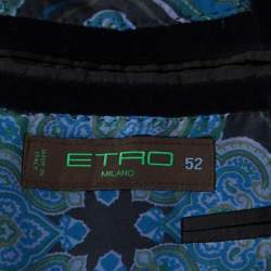 Pre Owned Etro Navy Blue Velvet Blazer XL