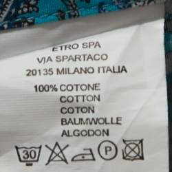 مملوكة مسبقًا Etro Blue Cotton Paisley Printed Button Front Shirt L