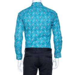 مملوكة مسبقًا Etro Blue Cotton Paisley Printed Button Front Shirt L