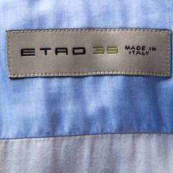 مملوكة مسبقًا قميص إيترو أزرار أمامية تفاصيل حافة كتان قطن أزرق M