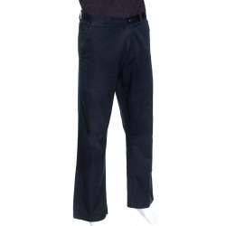 Pre Owned Etro Midnight Blue Cotton Straight Leg Trousers XL