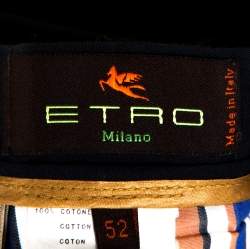 Pre Owned Etro Midnight Blue Cotton Straight Leg Trousers XL