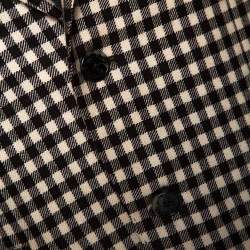 Pre Owned Etro Brown & Beige Gingham Check Wool Two Buttoned Jacket S