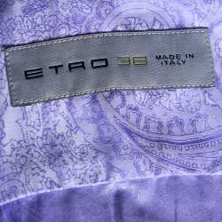 Pre Owned Etro Lilac Paisley Jacquard Cotton Pintucked Long Sleeve Shirt S