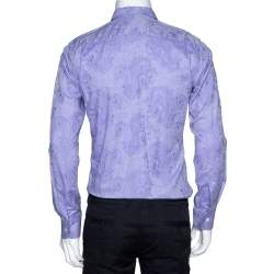 Pre Owned Etro Lilac Paisley Jacquard Cotton Pintucked Long Sleeve Shirt S