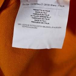 Pre Owned Etro Honey Orange Leaf Embroidered Cotton Polo T-Shirt XL