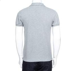 Pre Owned Etro Grey Cotton Logo Embroidered Polo T-Shirt S