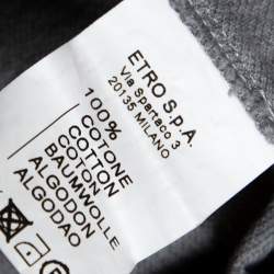 Pre Owned Etro Grey Cotton Logo Embroidered Polo T-Shirt S