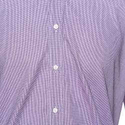 Pre Owned Etro Purple Houndstooth Pattern Cotton Long Sleeve Shirt M
