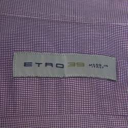 Pre Owned Etro Purple Houndstooth Pattern Cotton Long Sleeve Shirt M