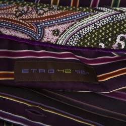 مملوكة مسبقًا Etro Purple Striped Cotton Printed Collar Long Sleeve Shirt XL