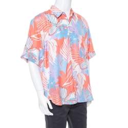 Pre Owned Etro Multicolor Tropical Print Silk Short Sleeve Relaxed Fit Shirt L
