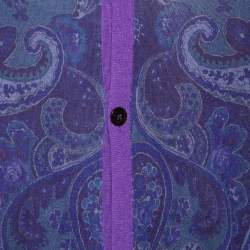Pre Owned Etro Purple Paisley Printed Wool Button Front Cardigan XL