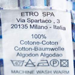 Etro Blue Basket Weave Pattern Cotton Button Front Shirt 4XL