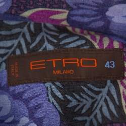 Pre Owned قميص إيترو أزرار أمامية كتان مطبوع مورد أزرق مقاس كبير جداً جداً (اكس اكس لارج)