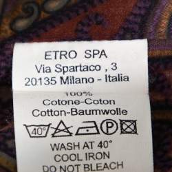 Pre Owned Etro Purple Paisley Printed Cotton Button Front Shirt XXL 