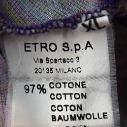 Pre Owned Etro Purple Paisley Print Cotton Contrast Collar Polo Shirt XL