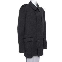 Etro Dark Grey Wool Mid-Length Coat XL
