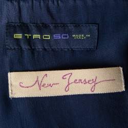 Pre Owned Etro Navy Blue Paisley Jacquard Knit Button Front Blazer L