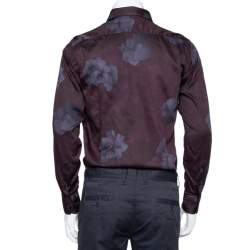 Etro Burgundy Printed Cotton Button Front Shirt M 