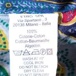 Pre Owned Etro Blue Paisley Printed Cotton Button Front Shirt XXL