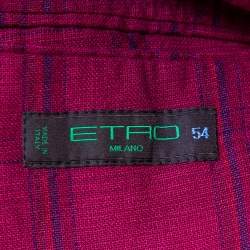 Pre Owned Etro Magenta Plaided Linen & Cashmere Button Front Blazer XXL