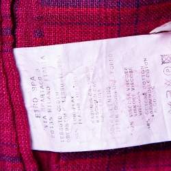 Pre Owned Etro Magenta Plaided Linen & Cashmere Button Front Blazer XXL