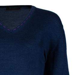 Pre Owned Etro Men's Blue Knit V-Neck Sweater M