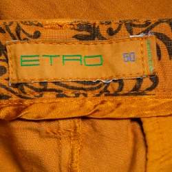 Pre Owned Etro Mustard Yellow Linen & Cotton Bermuda Shorts L