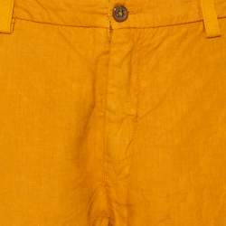 Pre Owned Etro Mustard Yellow Linen & Cotton Bermuda Shorts L