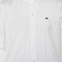 Pre Owned Etro White Paisley Pattern Cotton Button Front Shirt L