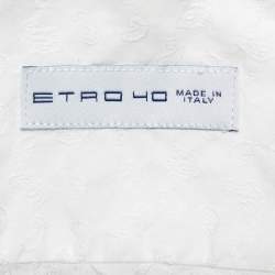 Pre Owned Etro White Paisley Pattern Cotton Button Front Shirt L