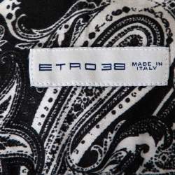 Pre Owned Etro Monochrome Paisley Printed Cotton Button Front Shirt S