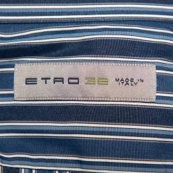 Pre Owned Etro Blue Striped Cotton Button Front Shirt S 