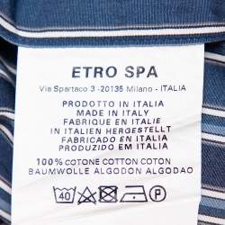 Pre Owned Etro Blue Striped Cotton Button Front Shirt S 