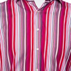 Pre Owned Etro Pink Striped Cotton Button Front Shirt M