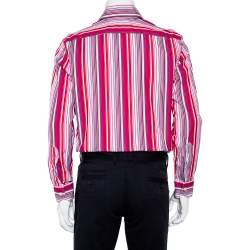 Pre Owned Etro Pink Striped Cotton Button Front Shirt M