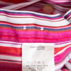 Pre Owned Etro Pink Striped Cotton Button Front Shirt M