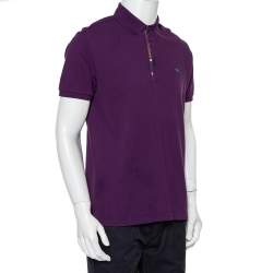 مملوكة مسبقًا تي شيرت بولو إيترو قطن بيكيه بنفسجي مقاس كبير جدًا - إكس لارج