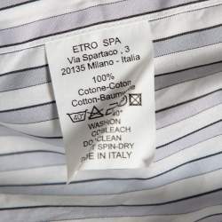 Pre Owned Etro Grey Gradient Stripe Cotton Front Button Shirt M