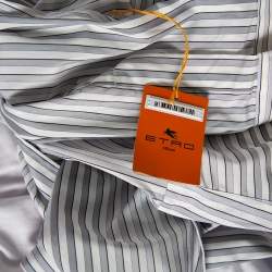 Pre Owned Etro Grey Gradient Stripe Cotton Front Button Shirt M