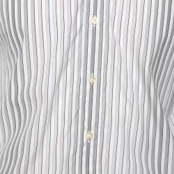 Pre Owned Etro Grey Gradient Stripe Cotton Front Button Shirt M