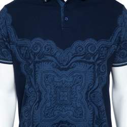 Pre Owned تي شيرت بولو إيترو قطن أزرق كحلي مطبوع باروك مقاس كبير جداً (اكس لارج)