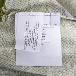 Pre Owned  Etro Grey & Green Cotton Pique Lion Print Polo T Shirt L