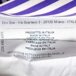 Pre Owned قميص إيترو قطن أزرق مخطط بأزرار أمامية مقاس كبير - لارج