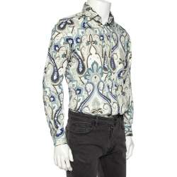 Pre Owned Etro Multicolored Paisley Print Cotton Button Front Shirt M