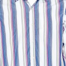 Pre Owned Etro Multicolor Striped Cotton Contrast Detail Shirt M