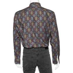 Etro Maroon Printed Cotton Blend Button Front Shirt 3XL