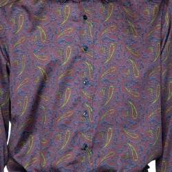 Pre Owned قميص إيترو أزرار أمامية قطن طباعة بيزلي أرجواني مقاس كبير جدا جدا